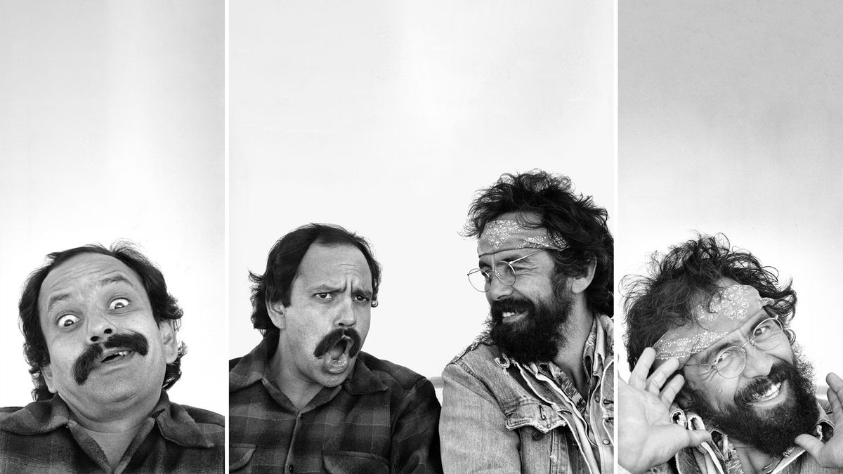 Cheech and Chong making faces apart and together.