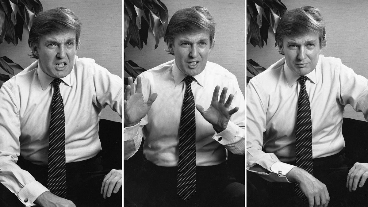 Donald Trump makes three different faces for the Playboy Interview photoshoot.