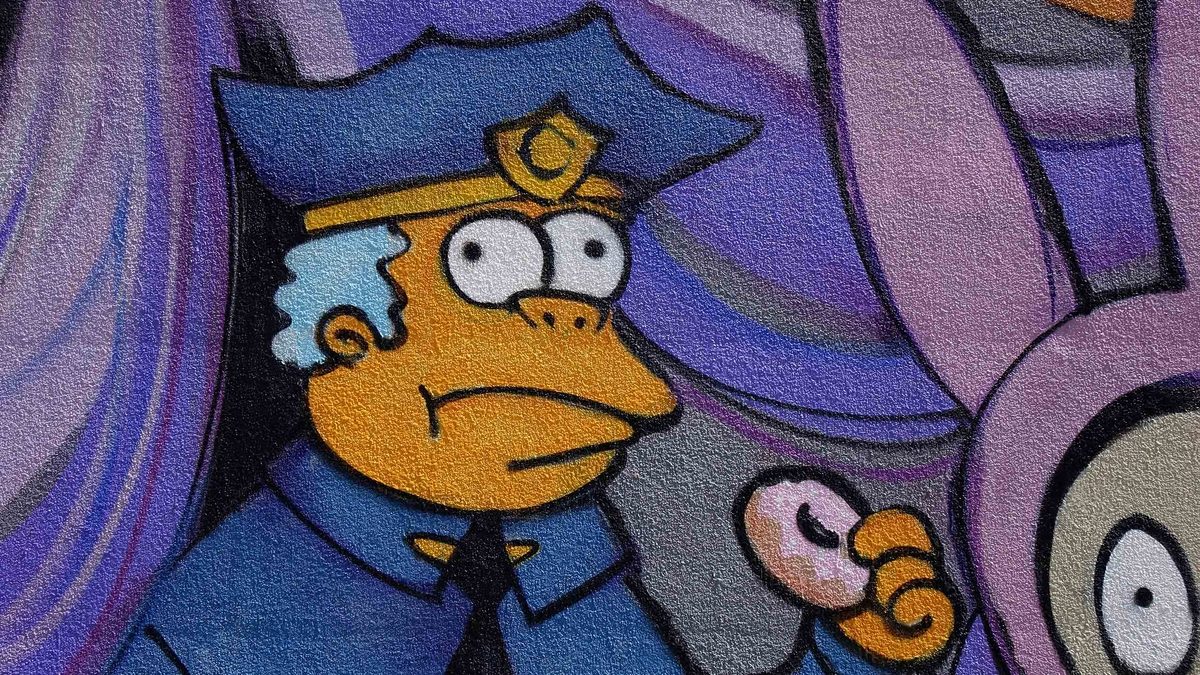 Graffiti in Potsdam of Police Chief Clancy Wiggum from The Simpsons.