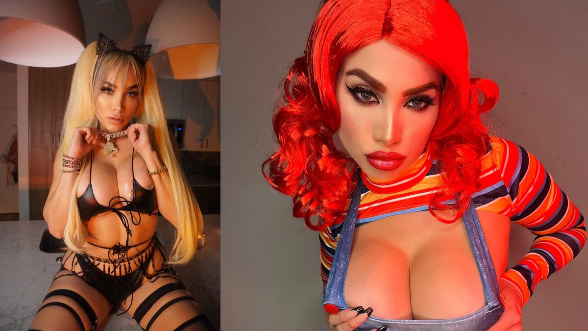 Barbie Moreno Catgirl and Chucky costumes.