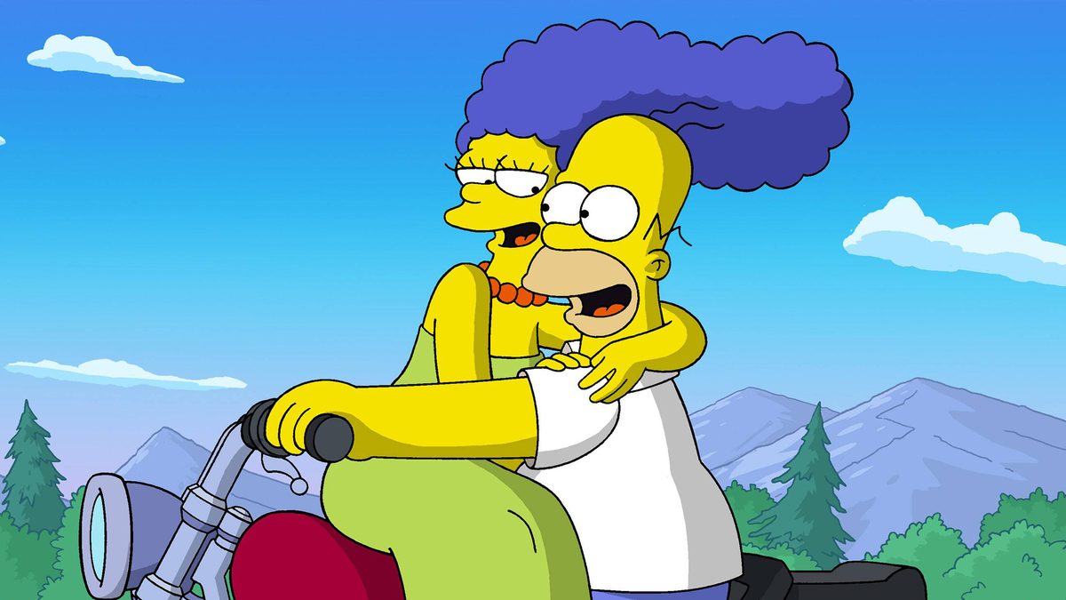 Homer and Marge Simpson enjoy a romantic interlude.