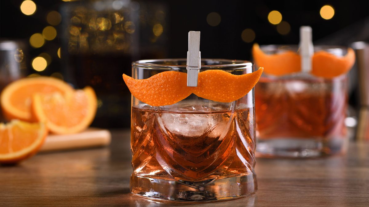 whiskey glass with mustache